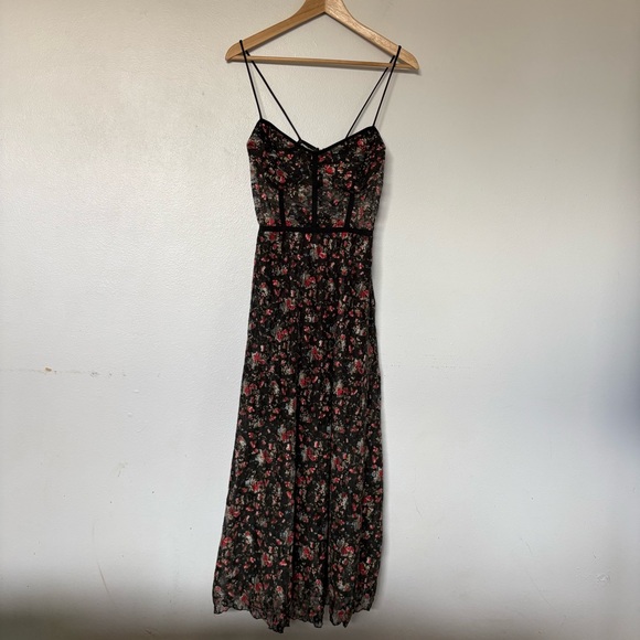 Allen Schwartz Eden Bustier Midi Dress Floral Lace Whimsigoth Size 6 - Picture 5 of 15